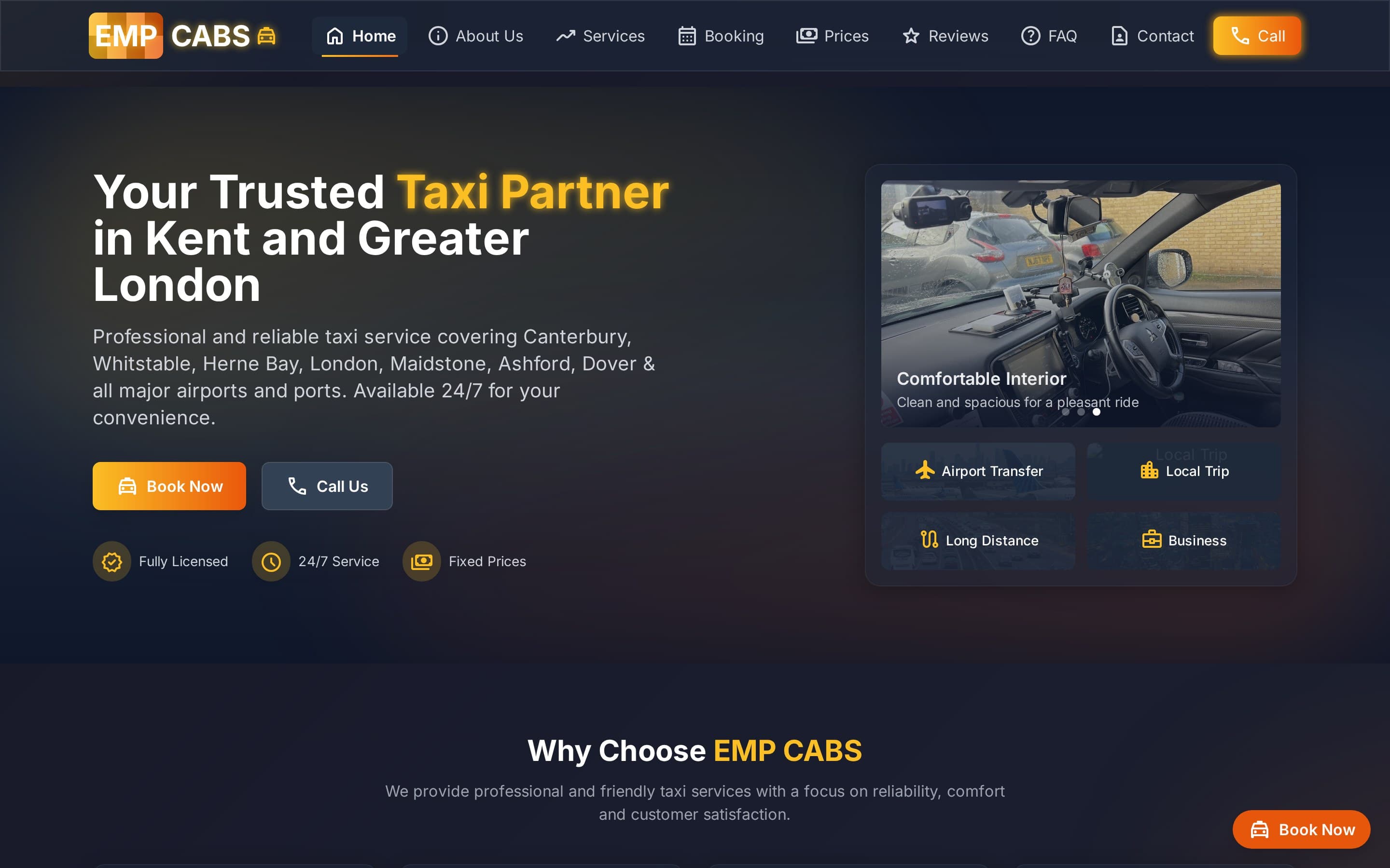 Изглед на платформата EmpCabs